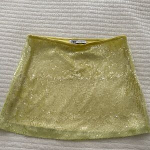 Zara Sparkling Yellow Mini Skirt